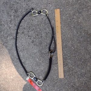 Black and silver hardware leather belt 32" to 36"